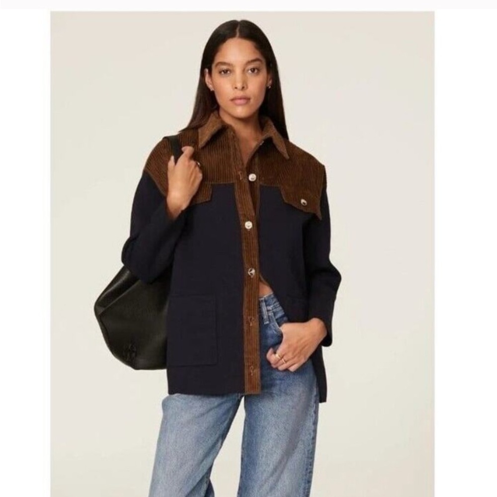 Sandro Navy and Brown Corduroy Jacket